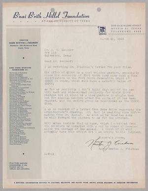 [Letter from Rabbi Newton J. Friedman to I. H. Kempner, March 21, 1945]