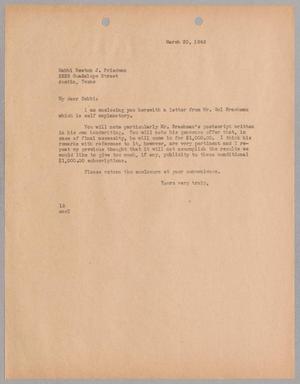 [Letter from I. H. Kempner to Rabbi Newton J. Friedman, March 20, 1945]