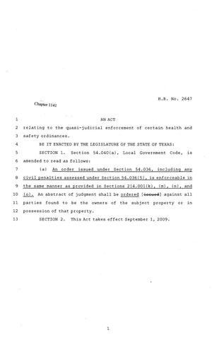 81st Texas Legislature, Regular Session, House Bill 2647, Chapter 1141
