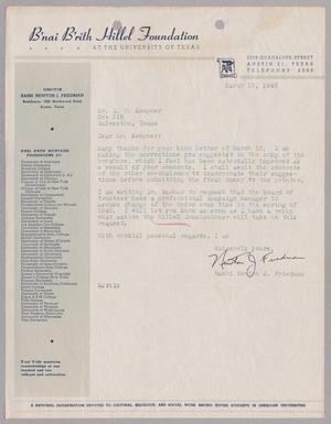 [Letter from Rabbi Newton J. Friedman to I. H. Kempner, March 13, 1945]