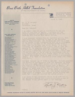 [Letter from Rabbi Newton J. Friedman to I. H. Kempner, March 9, 1945]