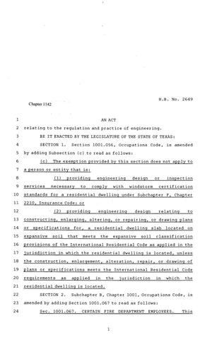 81st Texas Legislature, Regular Session, House Bill 2649, Chapter 1142