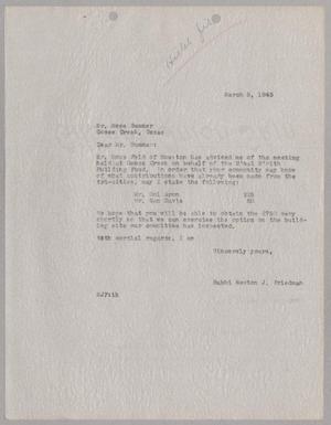 [Letter from Rabbi Newton J. Friedman to Mose Sumner, March 5, 1945]