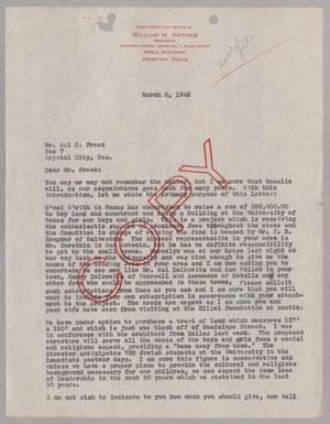 [Copy of letter from William M. Nathan to Sol. C. Freed, March 5, 1945]