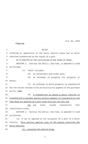 81st Texas Legislature, Regular Session, House Bill 2654, Chapter 686