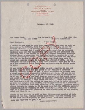 [Copy of letter from the office of William M. Nathan to Various Members of The Hillel Building Fund, February 26, 1945]