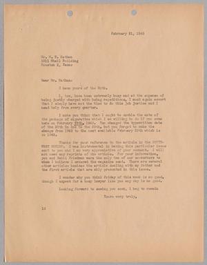 [Letter from I. H. Kempner to William M. Nathan, February 21, 1945]