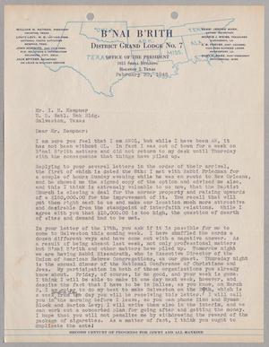 [Letter from William M. Nathan to I. H. Kempner, February 20, 1945]