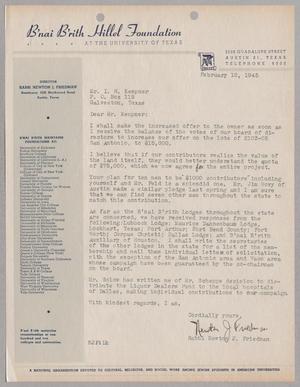 [Letter from Rabbi Newton J. Friedman to I. H. Kempner, February 12, 1945]