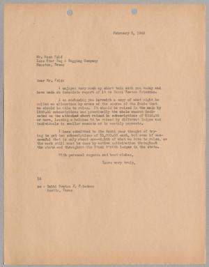 [Letter from I. H. Kempner to Mose M. Feld, February 8, 1945]