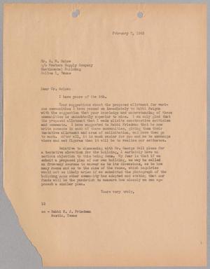 [Letter from I. H. Kempner to E. M. Solow