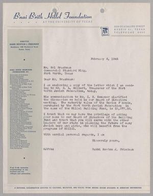 [Letter from Rabbi Newton J. Friedman to Sol Brachman, February 6, 1945]