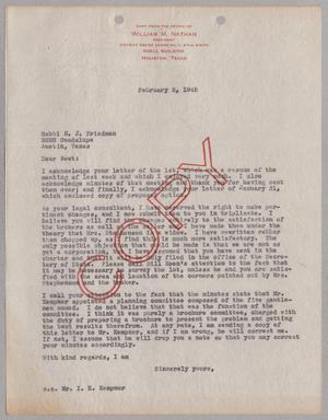 [Copy of Letter from William B. Nathan to I. H. Kempner, February 5, 1945]