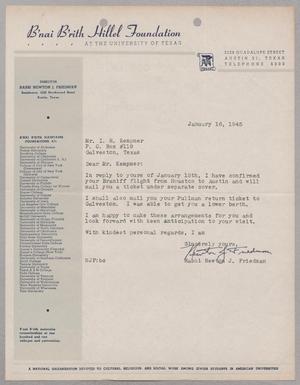 [Letter from Rabbi Newton J. Friedman to I. H. Kempner, January 16, 1945]
