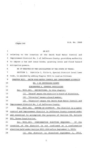 81st Texas Legislature, Regular Session, House Bill 2668, Chapter 1143