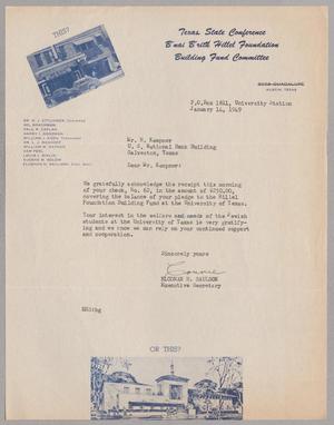 [Letter from Elconan H. Saulson to I. H. Kempner, January 14, 1949]