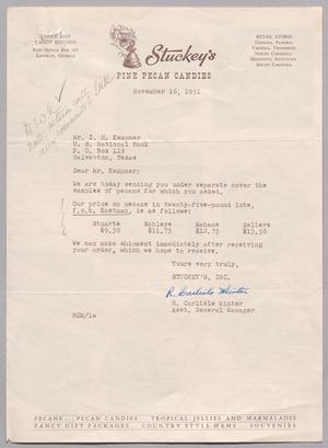 [Letter from Stuckey's, Inc. to Isaac H. Kempner and Stuckey's Pecan Catalog, November 16, 1951]