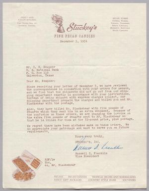 [Letter from Stuckey's, Inc. to Isaac H. Kempner, December 5, 1951]