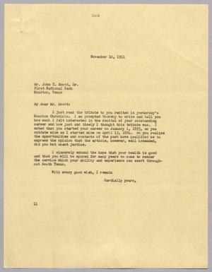[Letter from I. H. Kempner to John T. Scott, Sr., November 10, 1951]