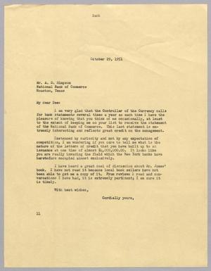 [Letter from I. H. Kempner to A. D. Simpson, October 29, 1951]