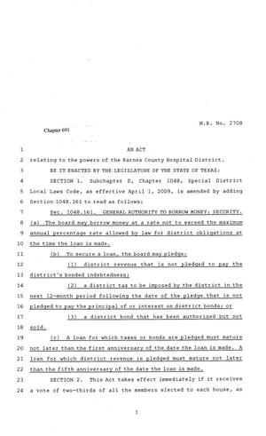81st Texas Legislature, Regular Session, House Bill 2708, Chapter 691