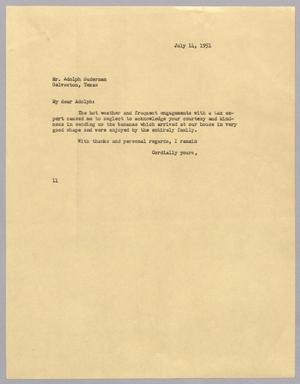 [Letter from Isaac H. Kempner to Adolph Suderman, July 14, 1951]