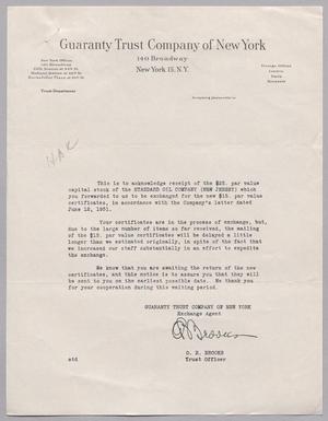 [Letter from Guaranty Trust Company of New York to Henrietta Leonora Blum Kempner, 1951]