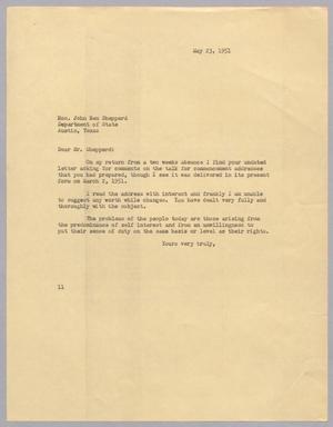 [Letter from Isaac H. Kempner to John Ben Shepperd, May 23, 1951]