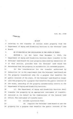 81st Texas Legislature, Regular Session, House Bill 2728, Chapter 693