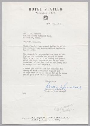 [Letter from George S. Lumbard to Isaac H. Kempner, April 24, 1951]