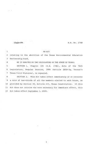 81st Texas Legislature, Regular Session, House Bill 2748, Chapter 696