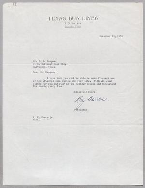 [Letter from R. E. Bowen to Isaac H. Kempner, December 11, 1951]