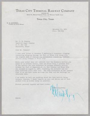 [Letter from Texas City Terminal Railway Company to I. H. Kempner, December 10, 1951]