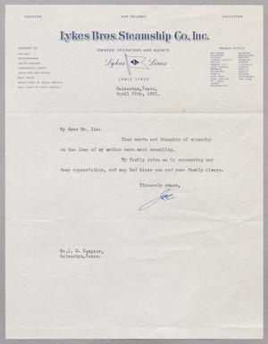[Letter from Joe Torregrossa to Isaac H. Kempner, April 25, 1951]
