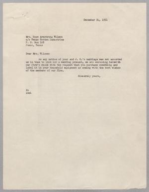 [Letter from I. H. Kempner to Mrs. Hope Armstrong Wilson, December 24, 1951]