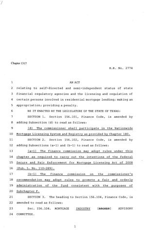 81st Texas Legislature, Regular Session, House Bill 2774, Chapter 1317