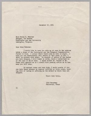 [Letter from I. H. Kempner to Helen E. Webster, December 17, 1951]