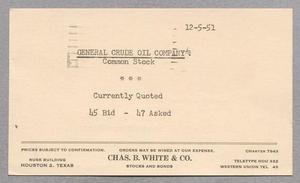 [Postal Card from Chas. B. White & Co. to Isaac Herbert Kempner, December 5, 1951]
