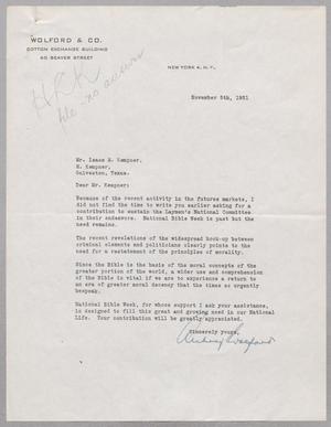 [Letter from Wolford and Co. to I. H. Kempner and H. Kempner, November 5, 1951]