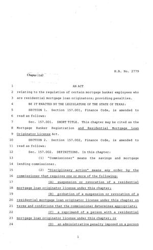 81st Texas Legislature, Regular Session, House Bill 2779, Chapter 1147