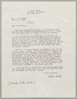 [Letter from Greta M. Wales to I. H. Kempner, 1951]