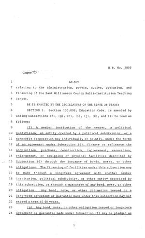 81st Texas Legislature, Regular Session, House Bill 2805, Chapter 703