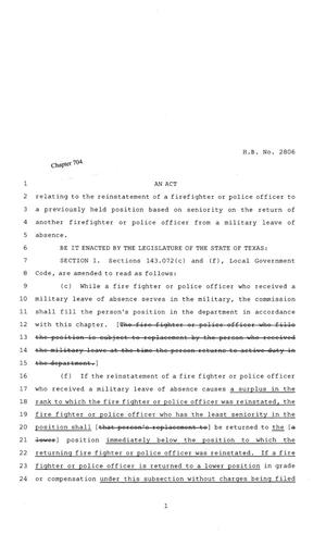 81st Texas Legislature, Regular Session, House Bill 2806, Chapter 704