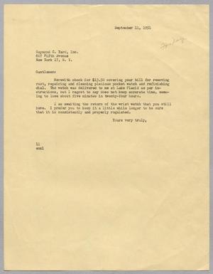 [Letter from I. H. Kempner to Raymond C. Yard, Inc., September 11, 1951]