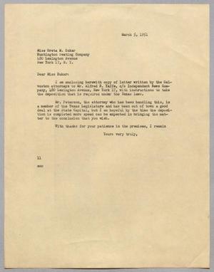 [Letter from I. H. Kempner to Greta M. Zukar, March 5, 1971]
