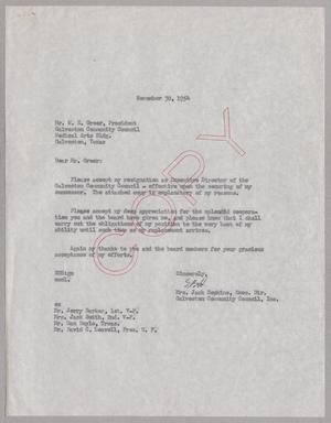 [Letter from Elise B. Hopkins to W. E. Greer, November 30, 1954]