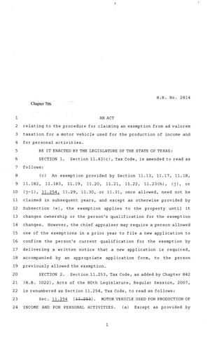 81st Texas Legislature, Regular Session, House Bill 2814, Chapter 706
