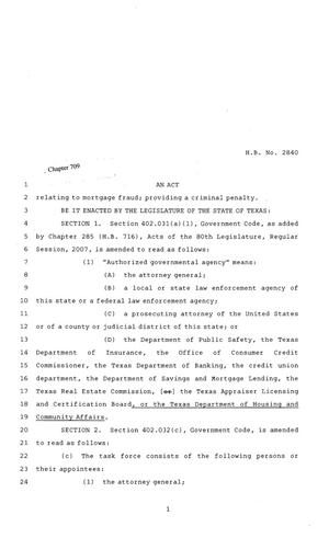 81st Texas Legislature, Regular Session, House Bill 2840, Chapter 709