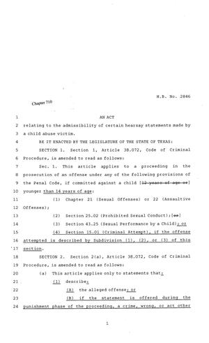 81st Texas Legislature, Regular Session, House Bill 2846, Chapter 710