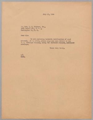 [Letter from A. H. Blackshear, Jr. To Isaac Herbert Kempner, Jr., July 21, 1944]